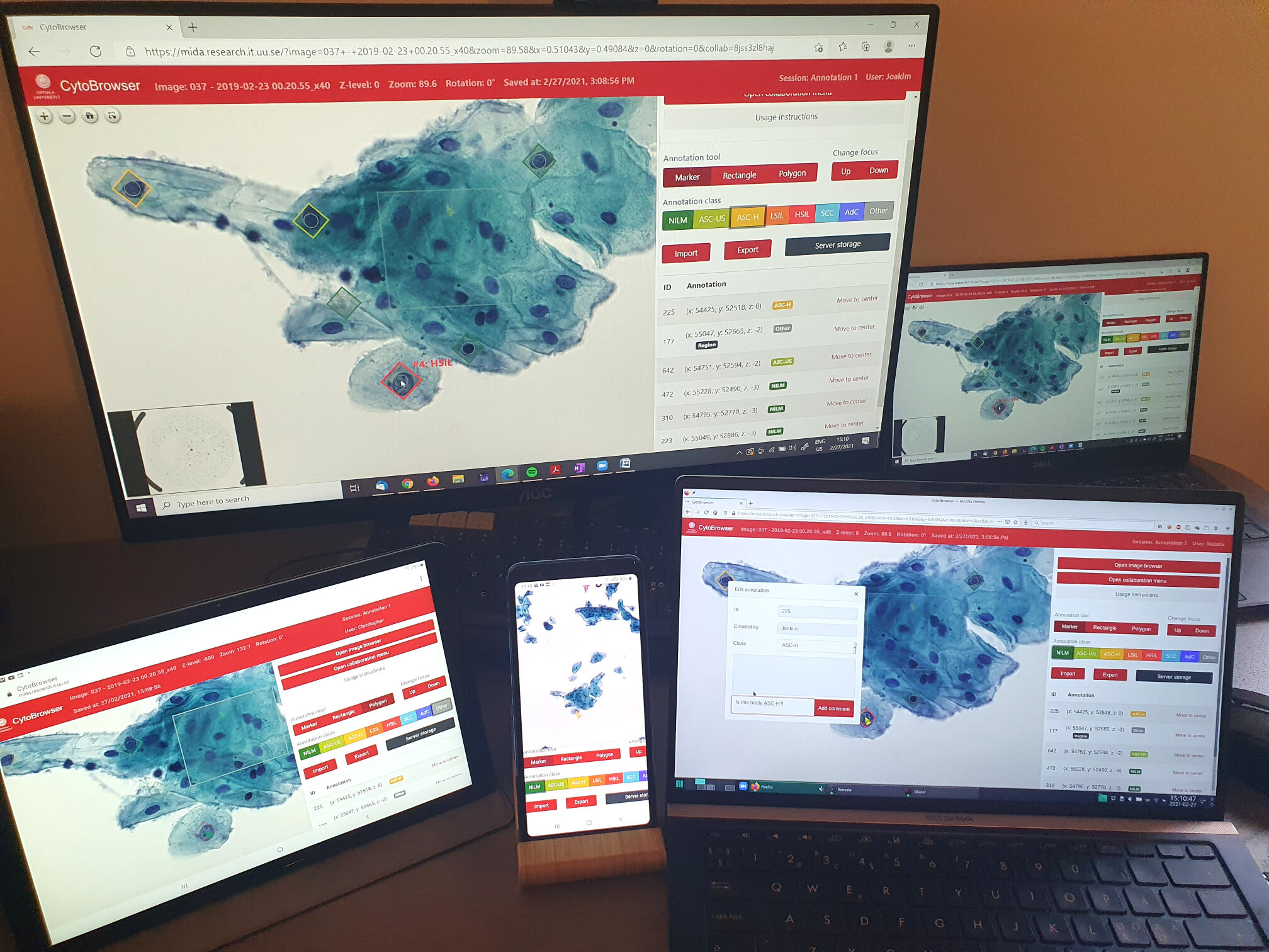 Photo of CytoBrowser multiuser and multidevice usage